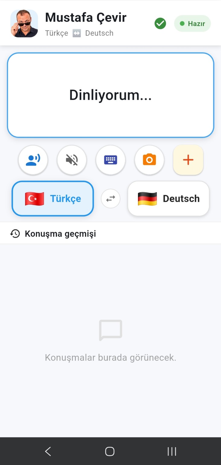 Mustafa Çevir ana ekranı