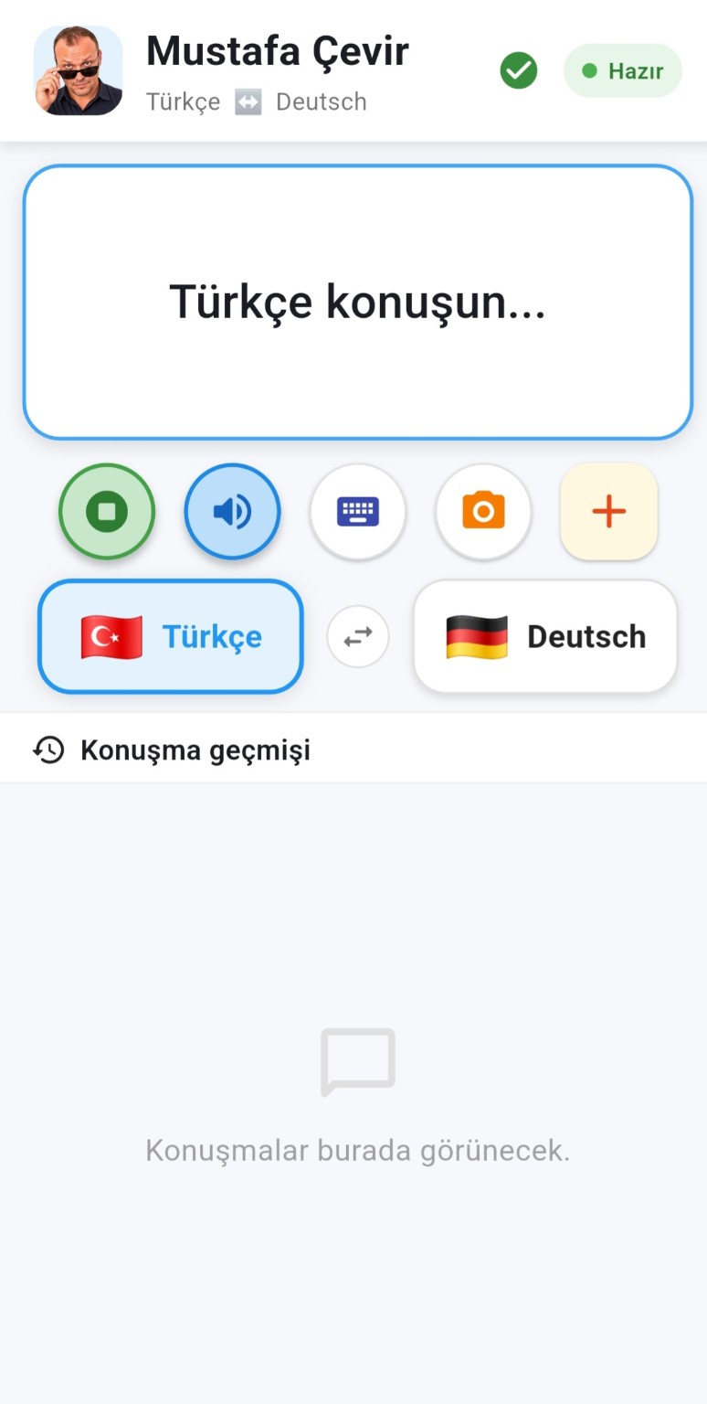 Mustafa Çevir Türkçe ekranı